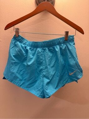 Nike Dri-FIT Women Blue Perforated Mesh Running Shorts Size M